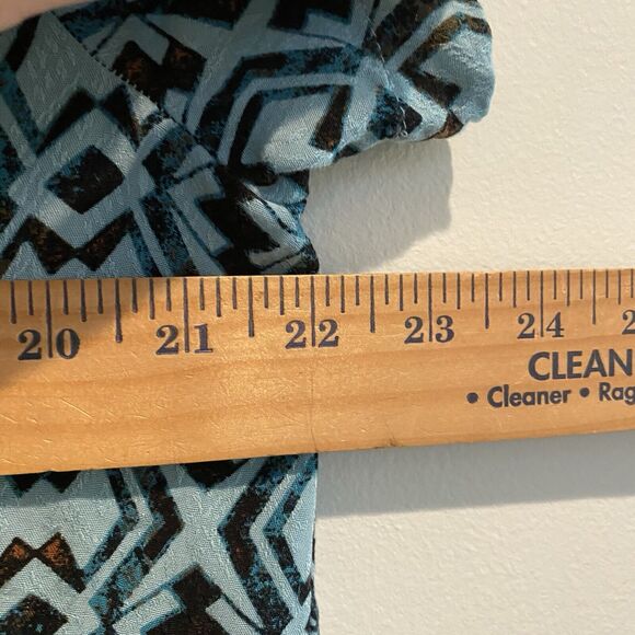 Jane +‎ Delancey Top Women’s Large Turquoise Blue Aztec Southwest Button Up - Picture 8 of 11